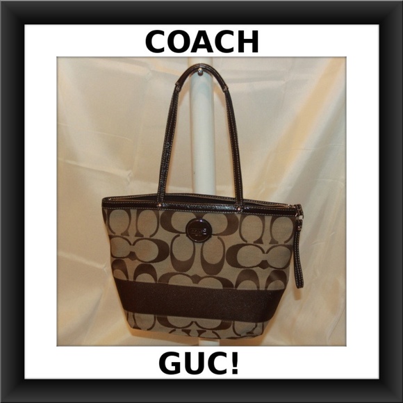 15112 Coach Signature Canvas & Brown Shoulder - Picture 2 of 7